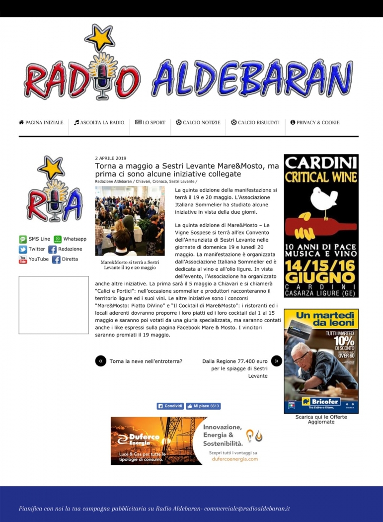 Torna a maggio a Sestri Levante Mare&Mosto, ma prima ci sono alcune iniziative collegate