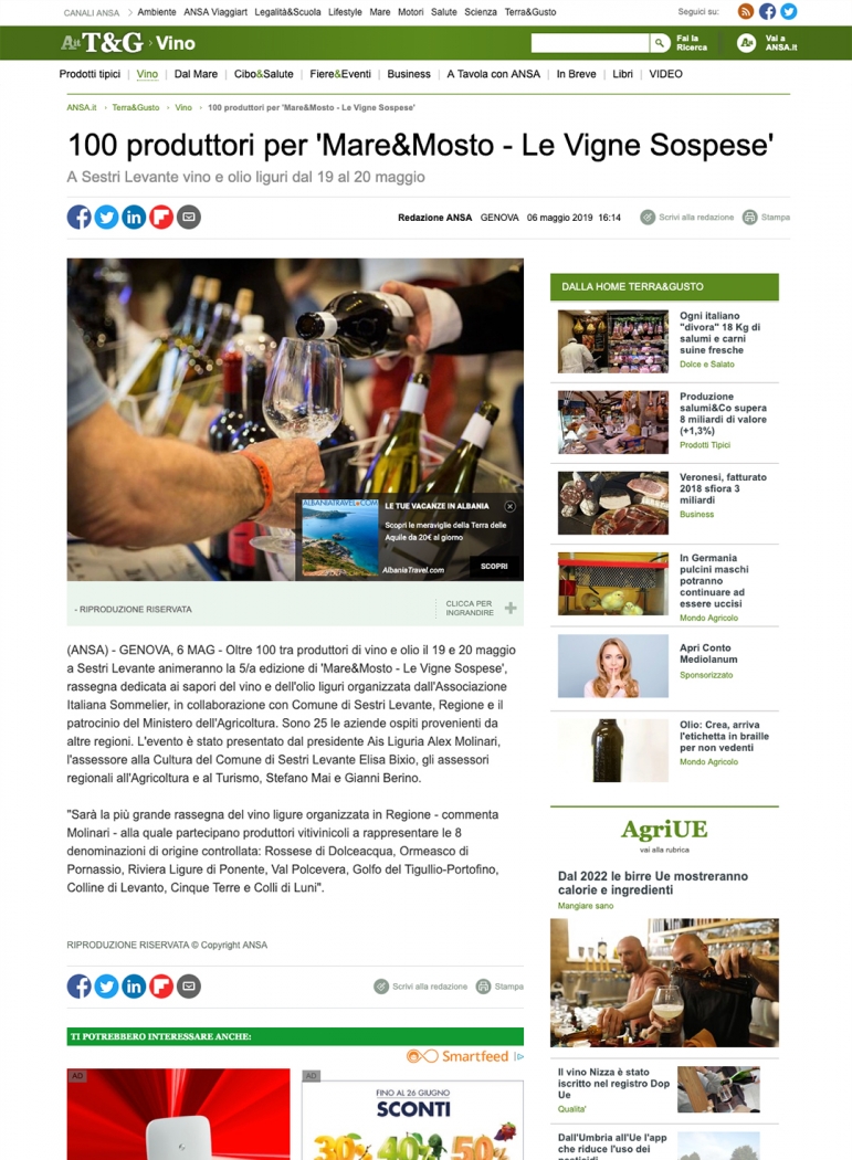 100 produttori per 'Mare&Mosto - Le Vigne Sospese'