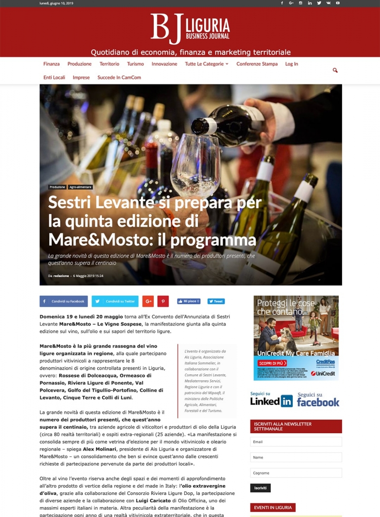 Sestri Levante si prepara per la quinta edizione di Mare&Mosto: il programma