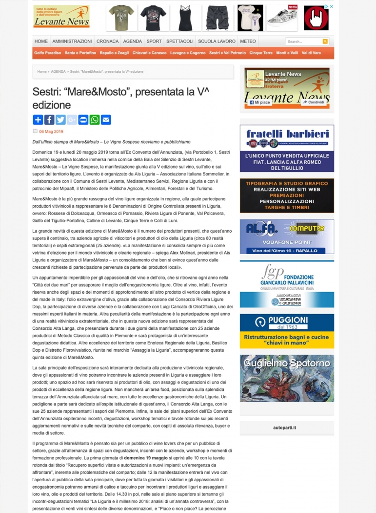 Sestri: “Mare&Mosto”, presentata la V^ edizione