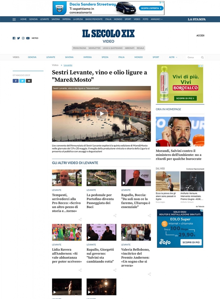 Sestri Levante, vino e olio ligure a "Mare&Mosto"