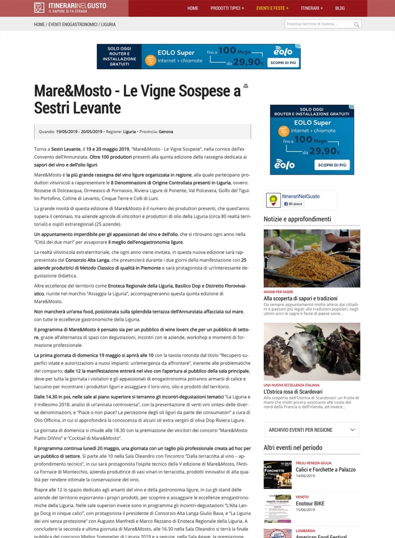 Mare&Mosto - Le Vigne Sospese a Sestri Levante
