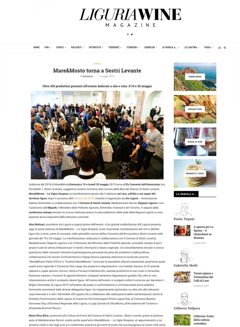 Mare&Mosto torna a Sestri Levante