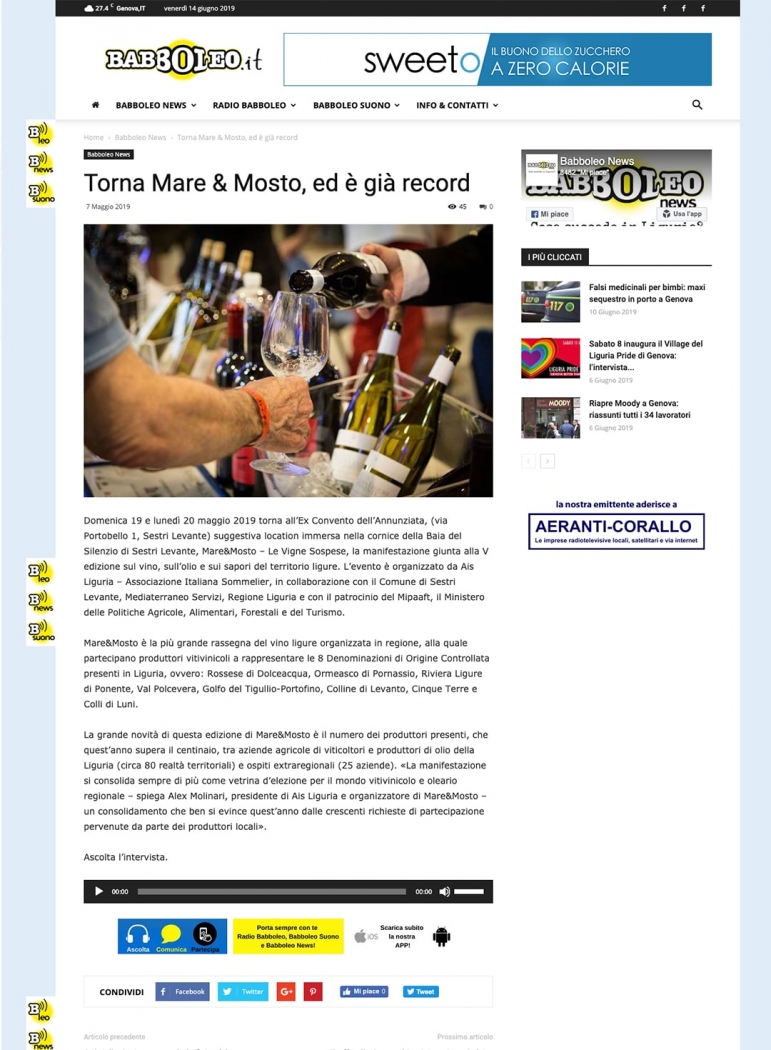 Torna Mare & Mosto, ed è già record