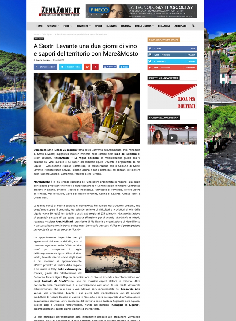 A Sestri Levante una due giorni di vino e sapori del territorio con Mare&Mosto