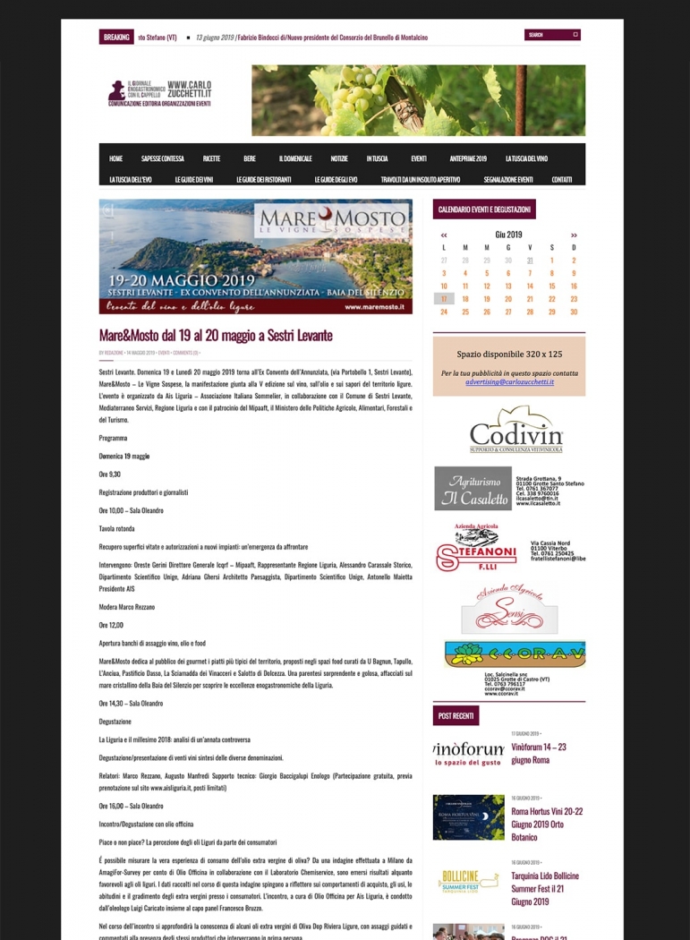 Mare&Mosto dal 19 al 20 maggio a Sestri Levante